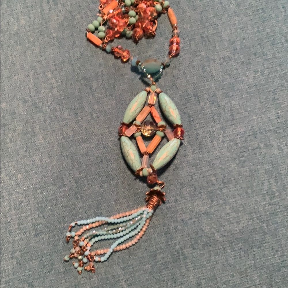 Beautiful beaded turquoise necklace from buckle